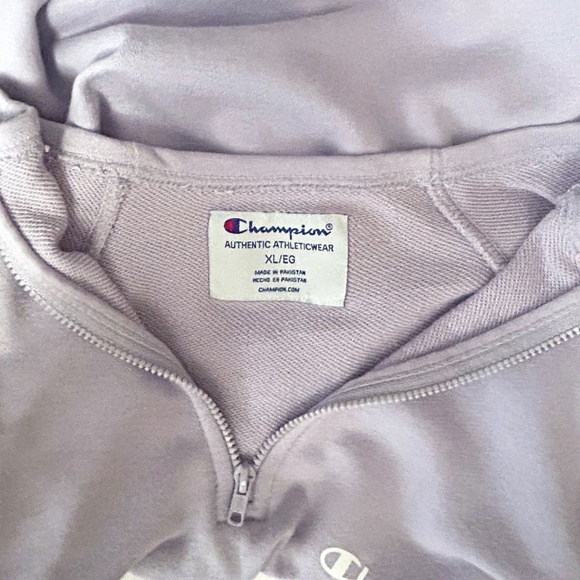 Champion Sweatshirt Top Pullover Sweater Lilac ¼ Zip Front Long Sleeve Branded - Picture 10 of 11